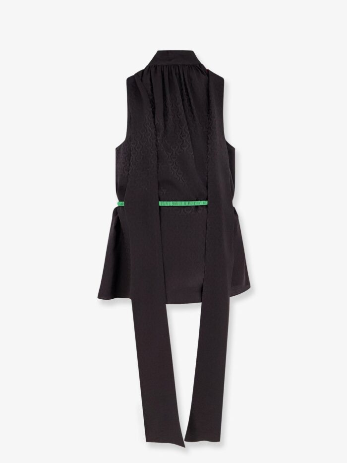 Gucci Horsebit Jacquard Silk Sleeveless Shirt