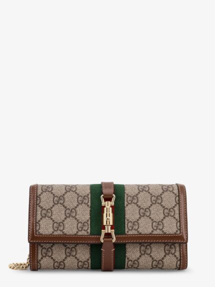 Gucci Jackie 1961 GG Supreme Fabric And Leather Wallet With Shoulder Strap