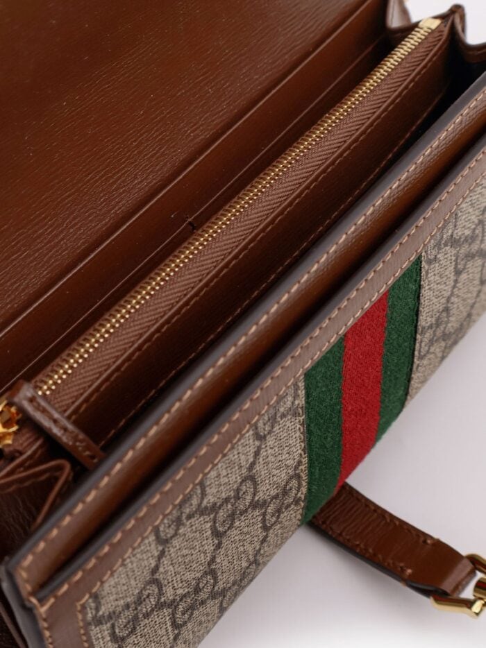 Gucci Jackie 1961 GG Supreme Fabric And Leather Wallet With Shoulder Strap