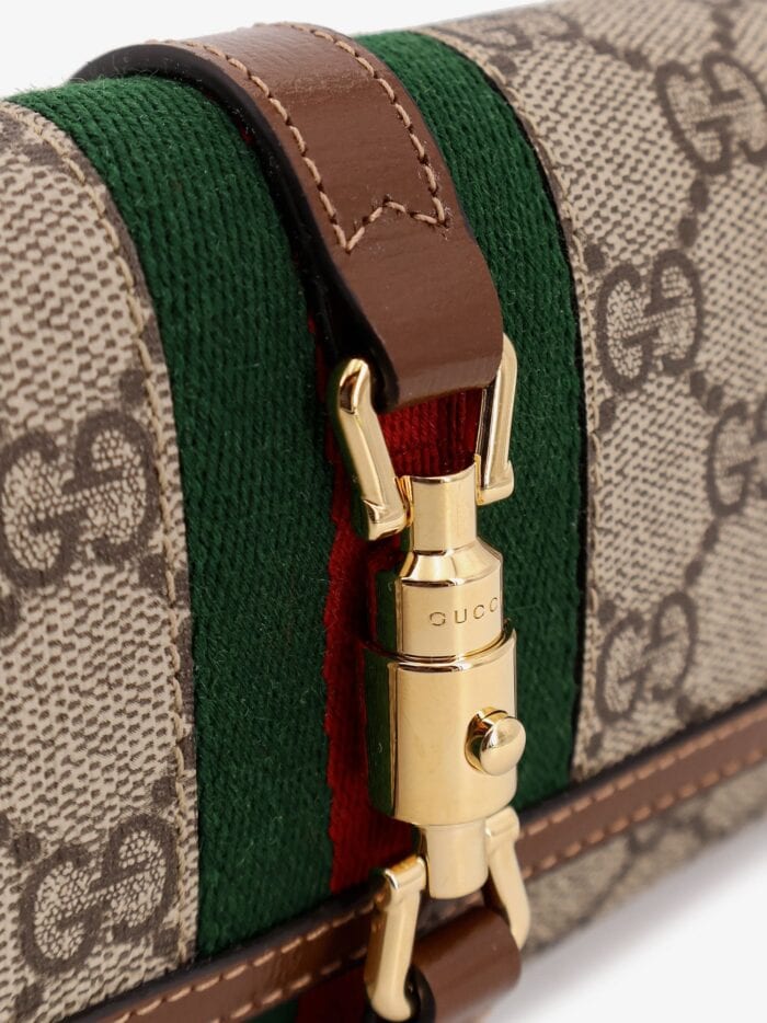 Gucci Jackie 1961 GG Supreme Fabric And Leather Wallet With Shoulder Strap