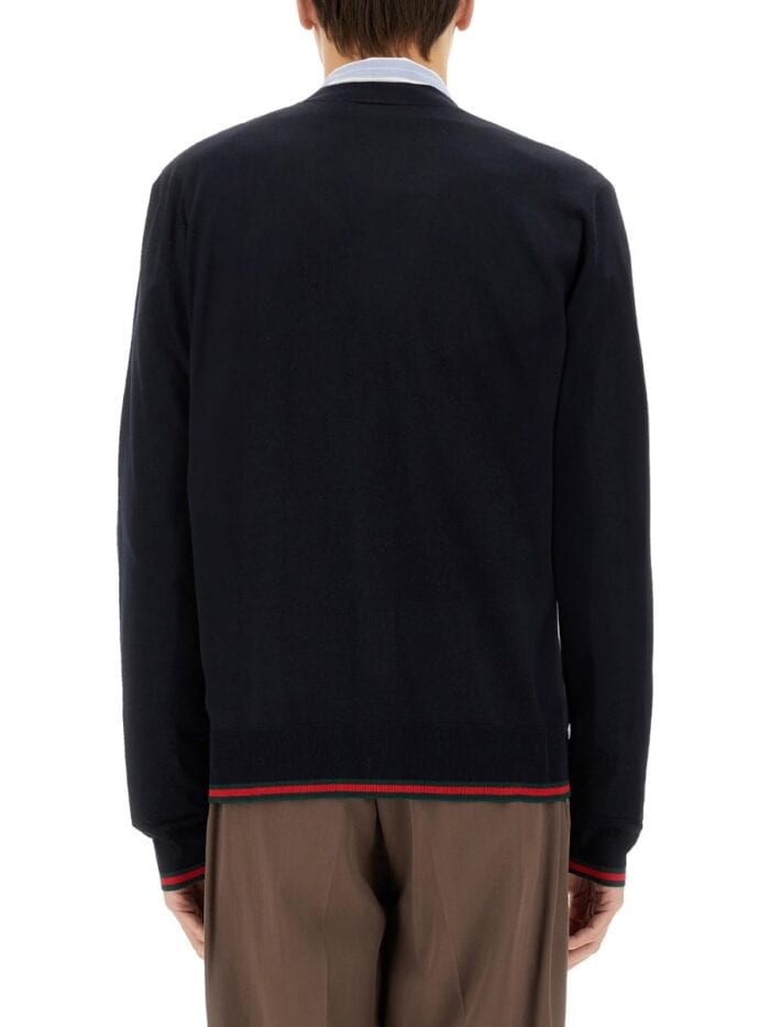 Gucci KNITTED WOOL CARDIGAN WITH WEB PATTERN