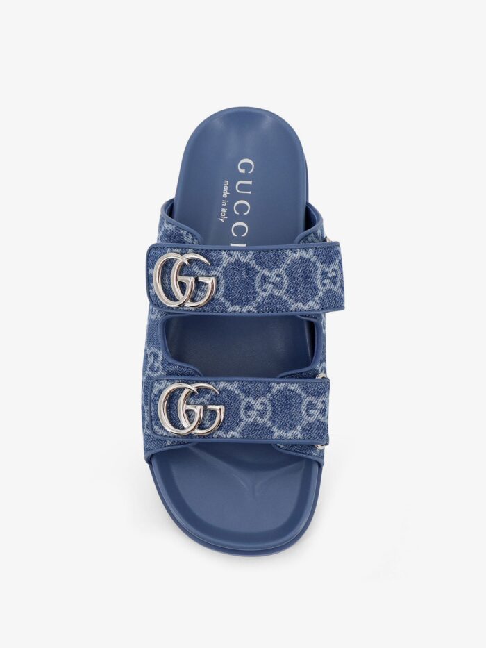 Gucci Laser GG Denim Sandals With All-over GG Motif