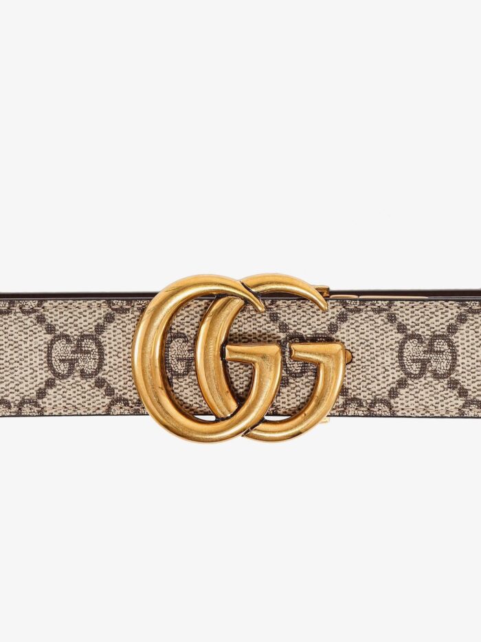 Gucci Leather And GG Supreme Fabric GG Belt
