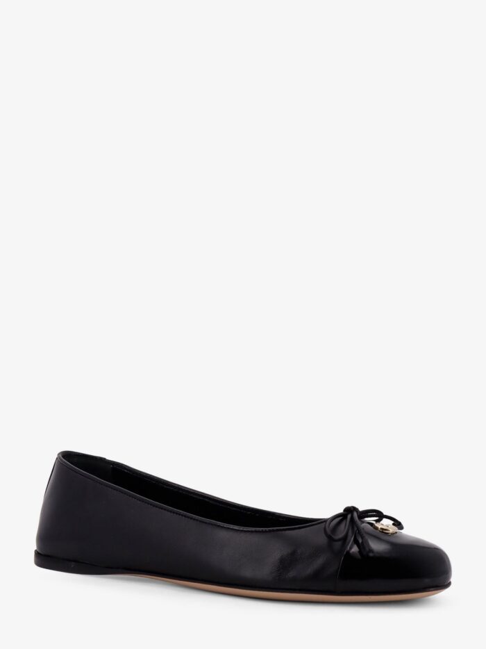 Gucci Leather Ballerinas With Patent Leather Detail
