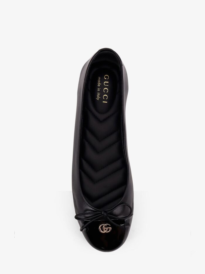 Gucci Leather Ballerinas With Patent Leather Detail
