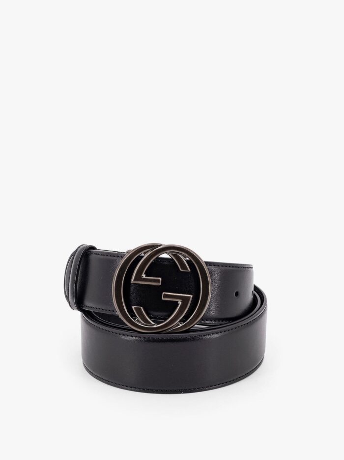 Gucci Leather Belt With Incrocio Gg Buckle