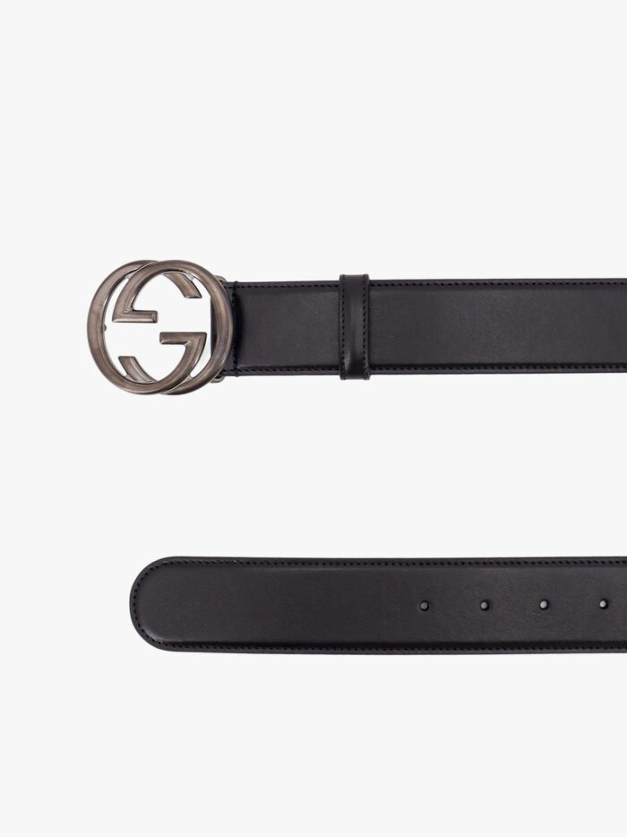 Gucci Leather Belt With Incrocio Gg Buckle