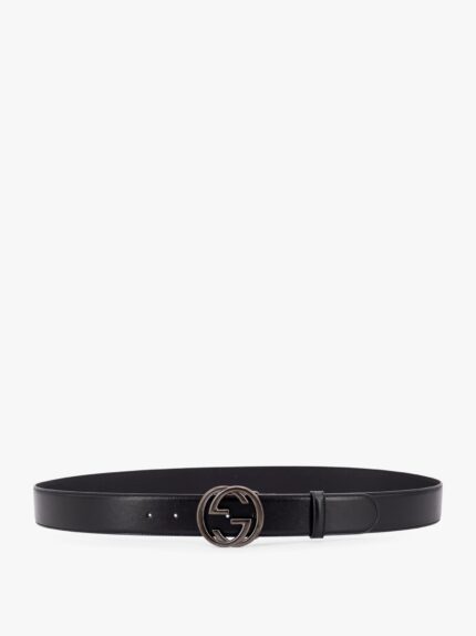 Gucci Leather Belt With Incrocio Gg Buckle