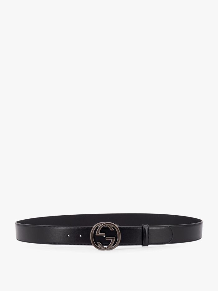 Gucci Leather Belt With Incrocio Gg Buckle