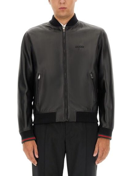 Gucci LEATHER BOMBER JACKET