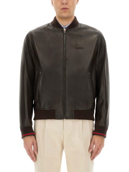 Gucci LEATHER BOMBER JACKET