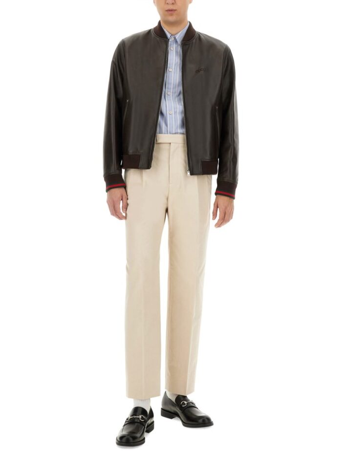 Gucci LEATHER BOMBER JACKET