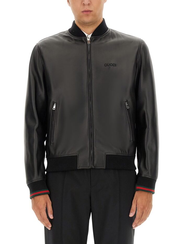 Gucci LEATHER BOMBER JACKET