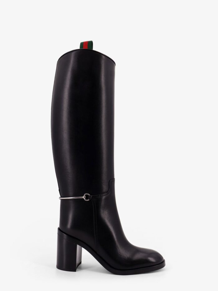 gucci leather boots with slim horsebit detail Gucci Leather Boots With Slim Horsebit Detail