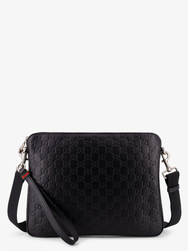 Gucci Leather GG Emblem Crossbody Bag With Embossed GG Motif