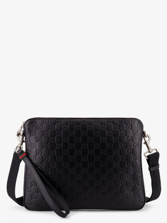 Gucci Leather GG Emblem Crossbody Bag With Embossed GG Motif