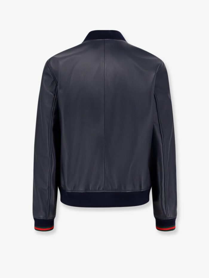 Gucci Leather Jacket Witth Web Details