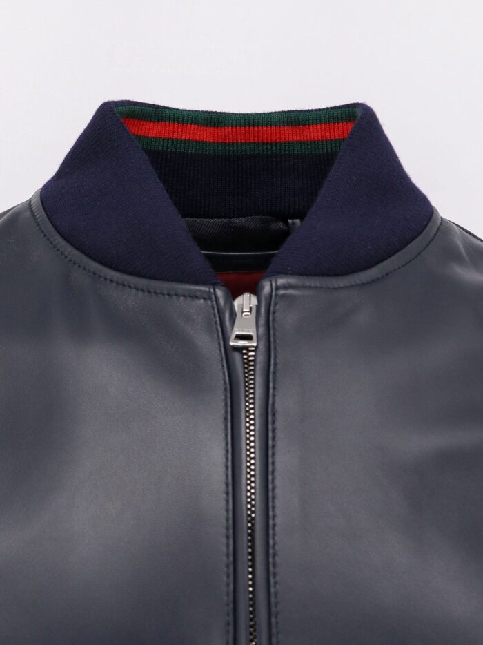 Gucci Leather Jacket Witth Web Details