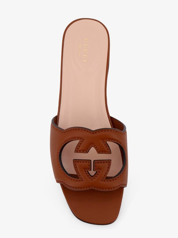 Gucci Leather Sandals With GG Incrocio Cut-out Detail