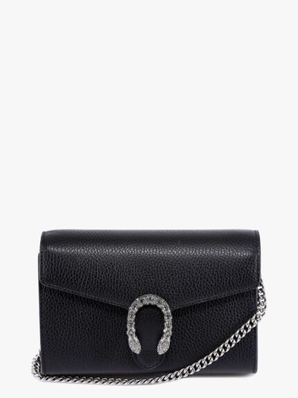 Gucci Leather Shoulder Bag With Iconic Tiger Heads Buckle