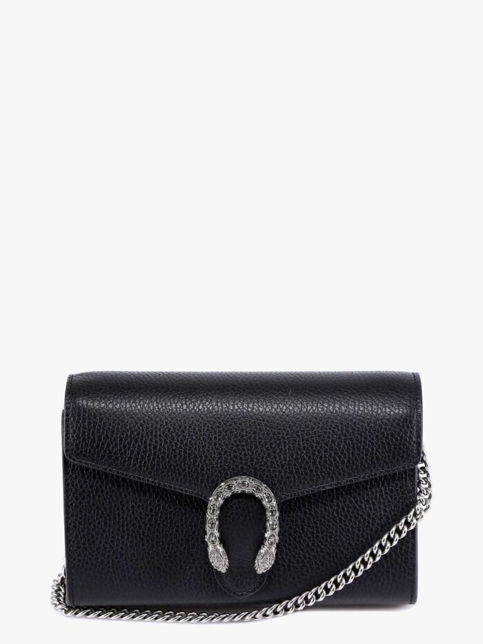 Gucci Leather Shoulder Bag With Iconic Tiger Heads Buckle