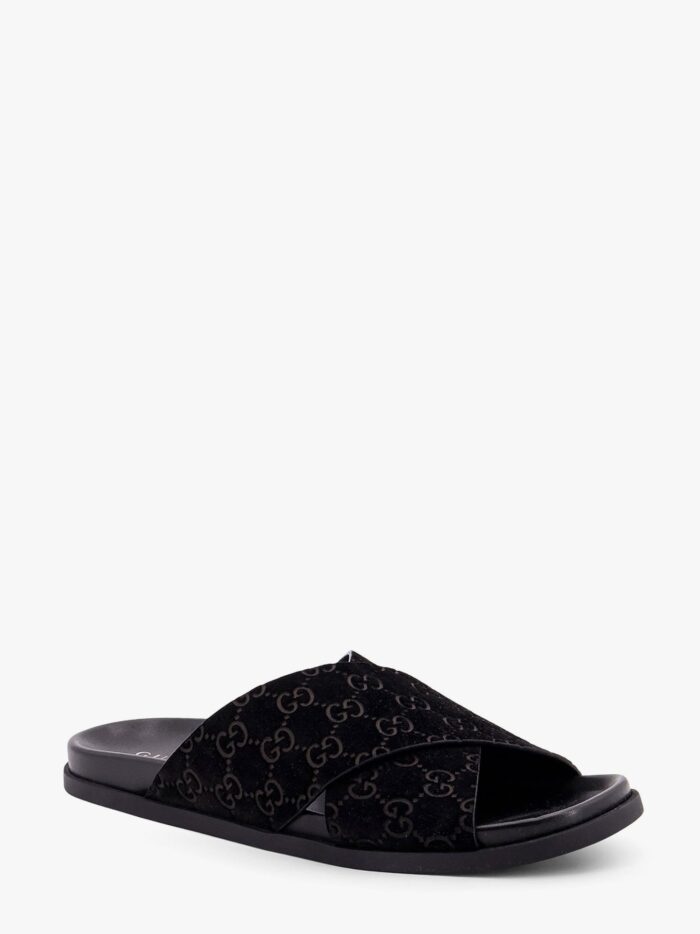 Gucci Leather Slides With All-over GG Motif
