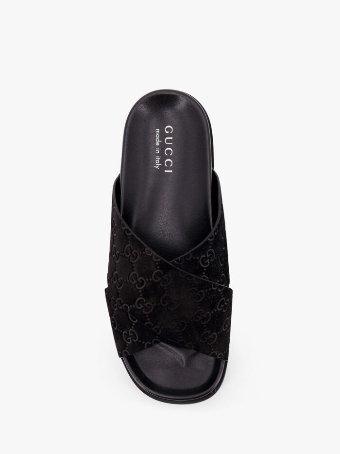 Gucci Leather Slides With All-over GG Motif