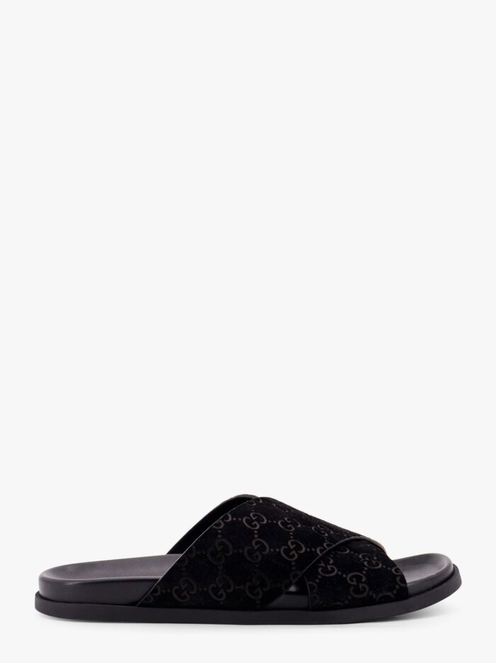 Gucci Leather Slides With All-over GG Motif