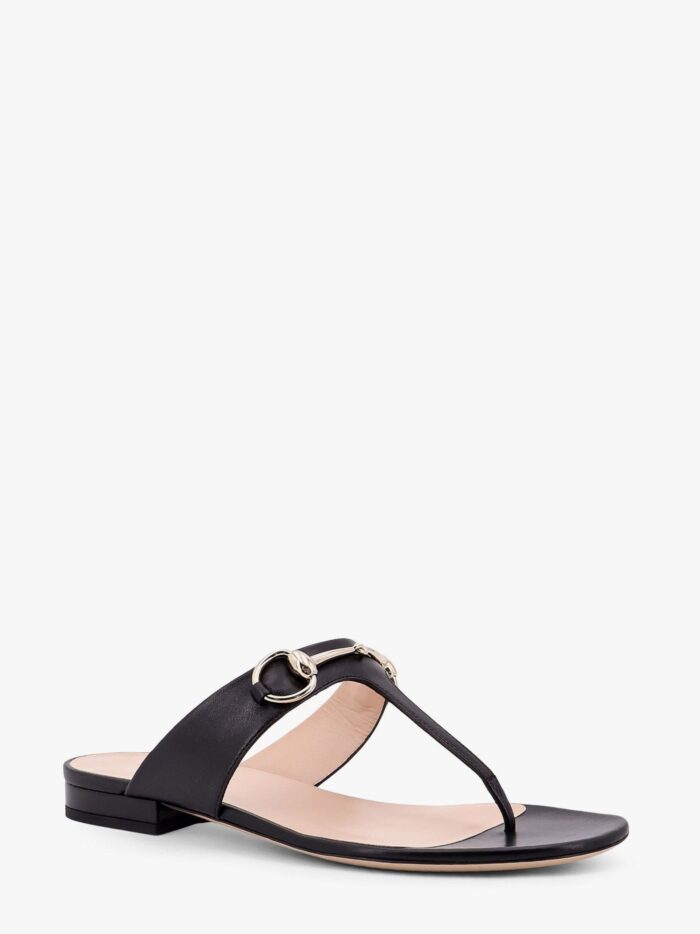 Gucci Leather Thong Sandals With Iconic Horsebit