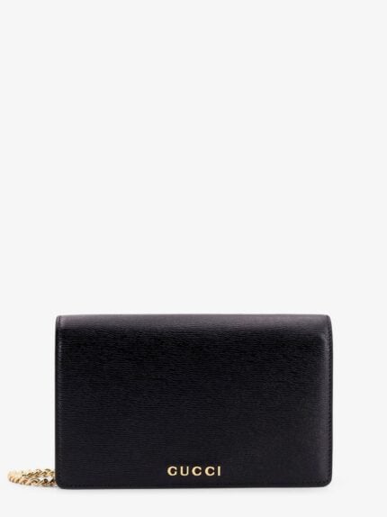 Gucci Leather Wallet With Removable Metal Shoulder Strap