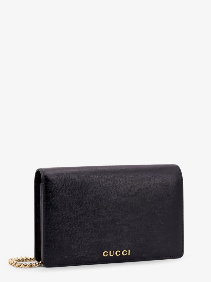 Gucci Leather Wallet With Removable Metal Shoulder Strap