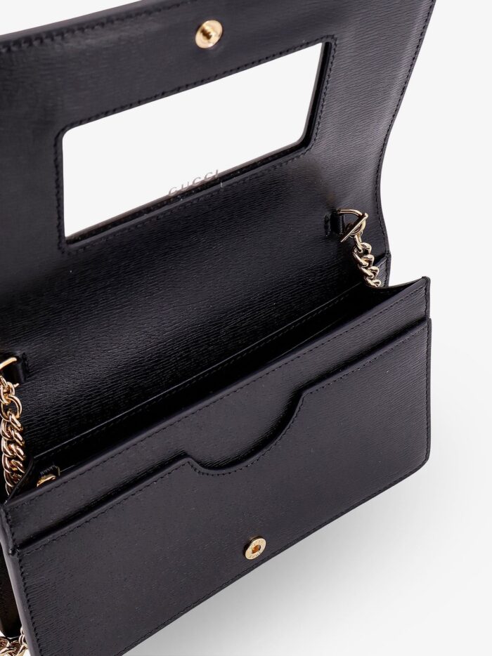 Gucci Leather Wallet With Removable Metal Shoulder Strap