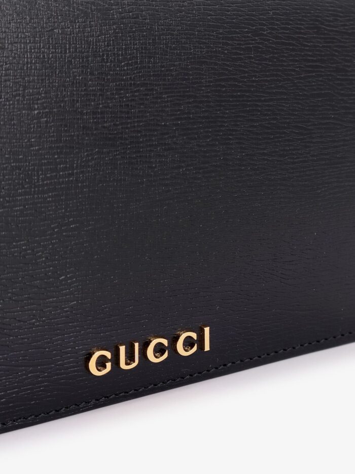 Gucci Leather Wallet With Removable Metal Shoulder Strap