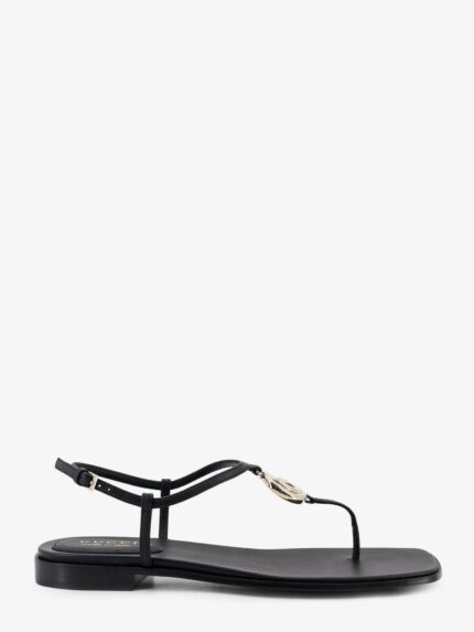 Gucci Lifford Leather Sandals With Metal GG Logo