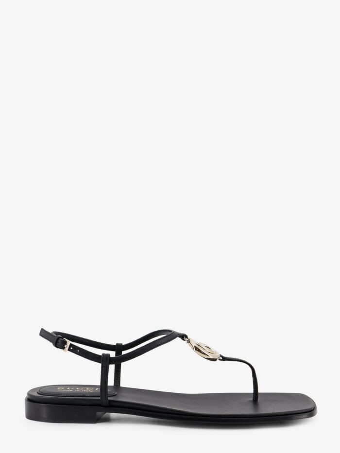 Gucci Lifford Leather Sandals With Metal GG Logo