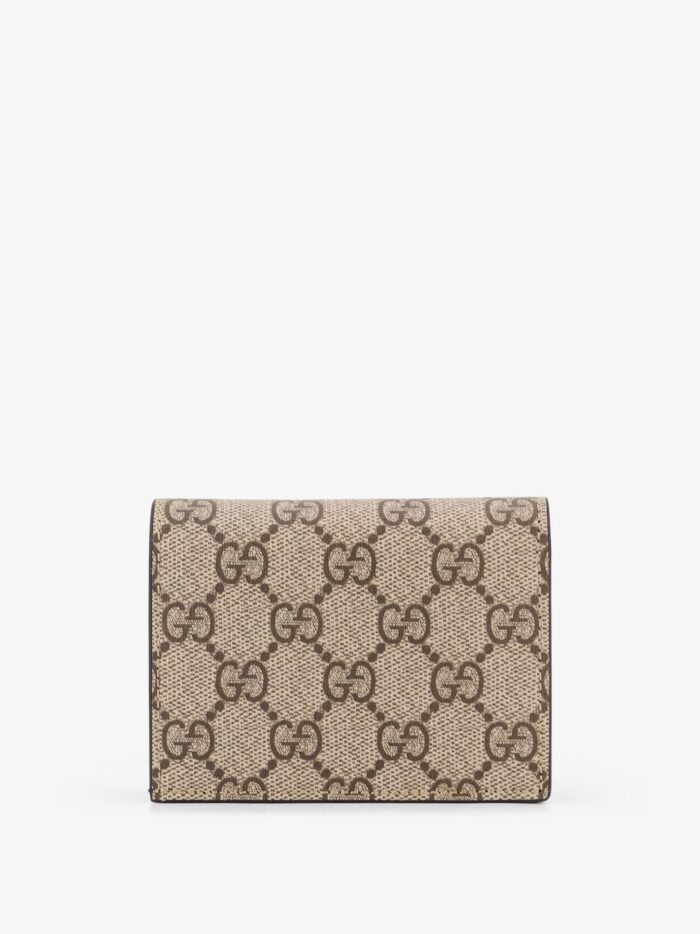 Gucci Mini Wallet Leather And GG Supreme Fabric Card Holder