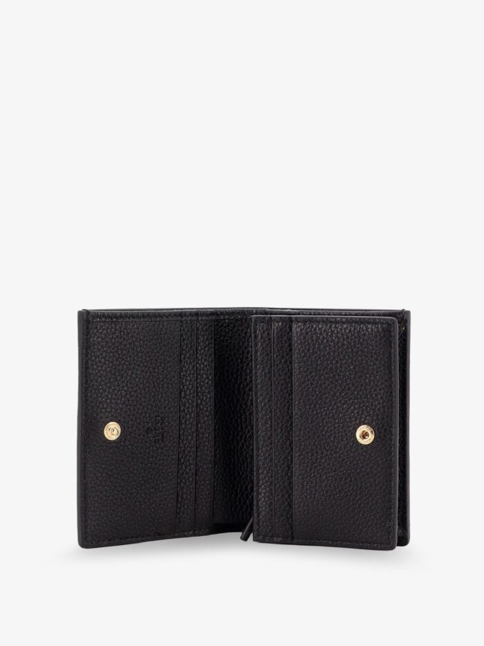 Gucci Mini Wallet Leather And GG Supreme Fabric Card Holder