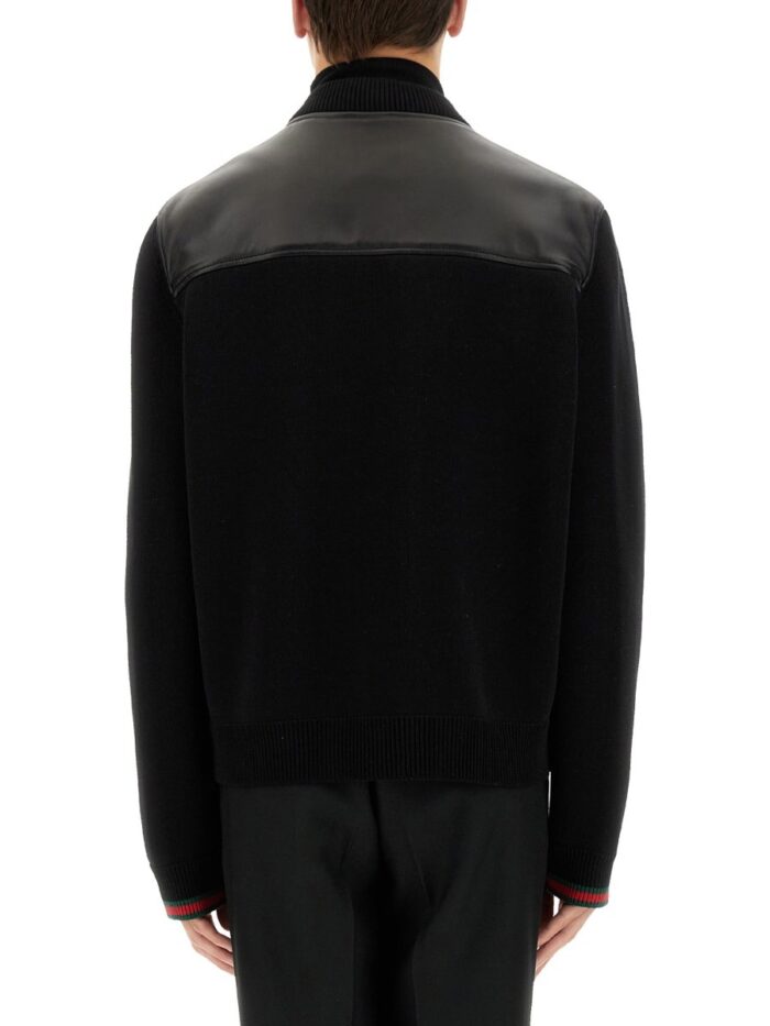 Gucci NAPPA LEATHER AND KNITTED BOMBER JACKET