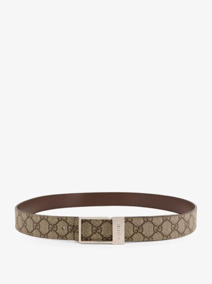 Gucci New Frame GG Supreme Fabric And Leather Belt