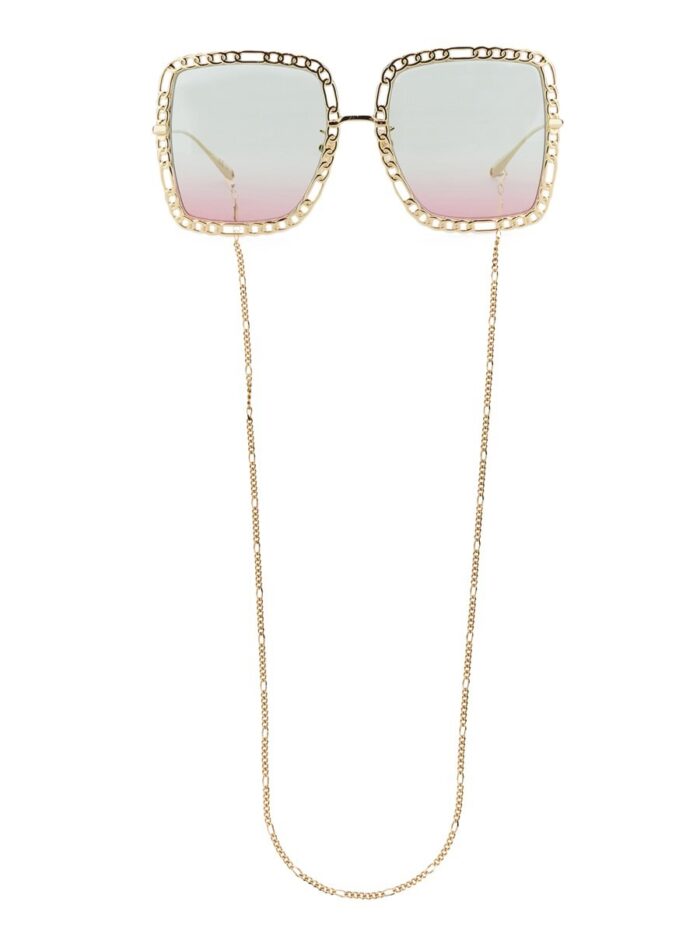 Gucci OCCHIALE DA SOLE RETTANGOLARE CON CATENA