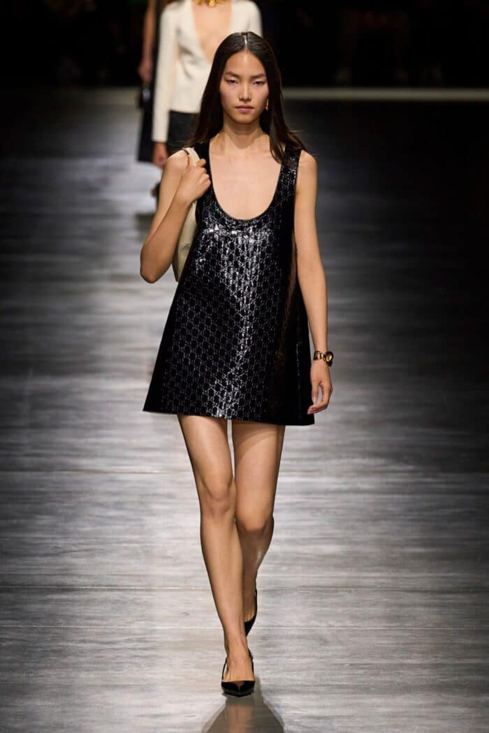 GUCCI Patent Leather Logo Dress