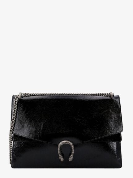 Gucci Patent Leather Shoulder Bag With Iconic Tiger's Head