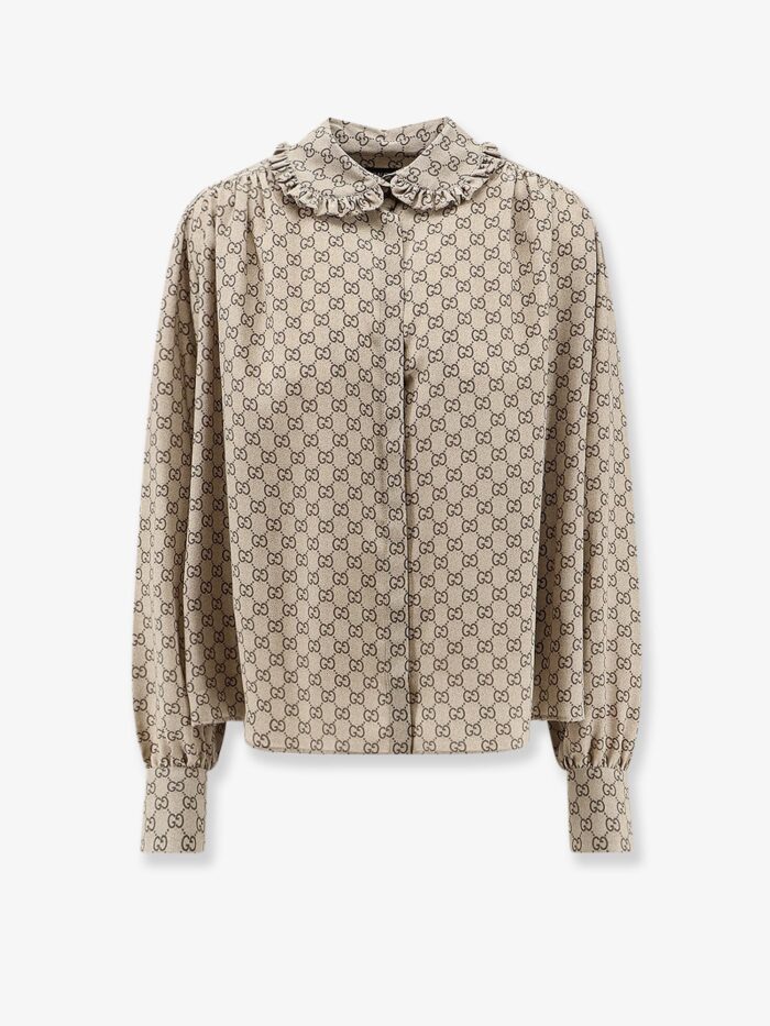 gucci primavera silk shirt with gg print Gucci Primavera Silk Shirt With GG Print
