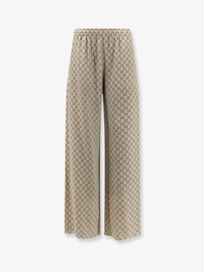 Gucci Primavera Silk Trousers With GG Print