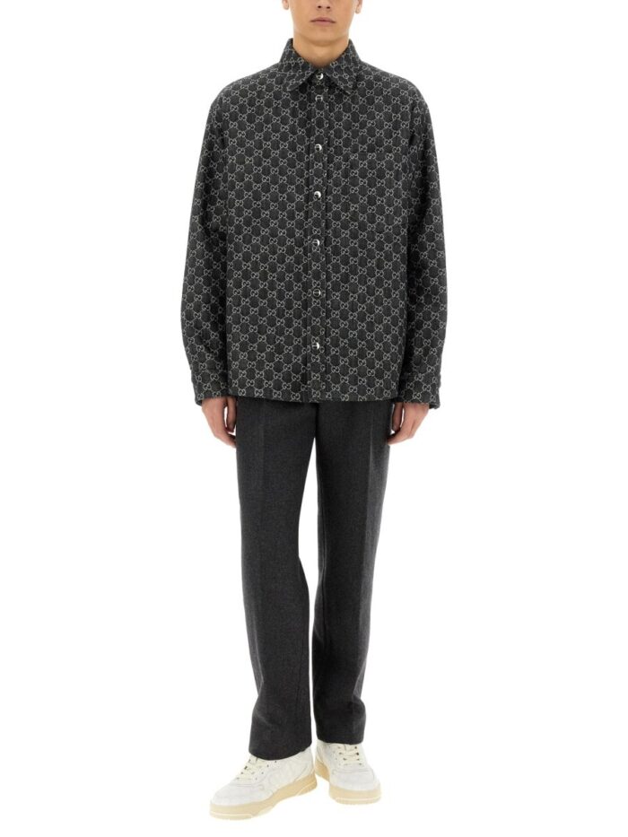 Gucci REVERSIBLE WOOL AND DENIM GG SHIRT