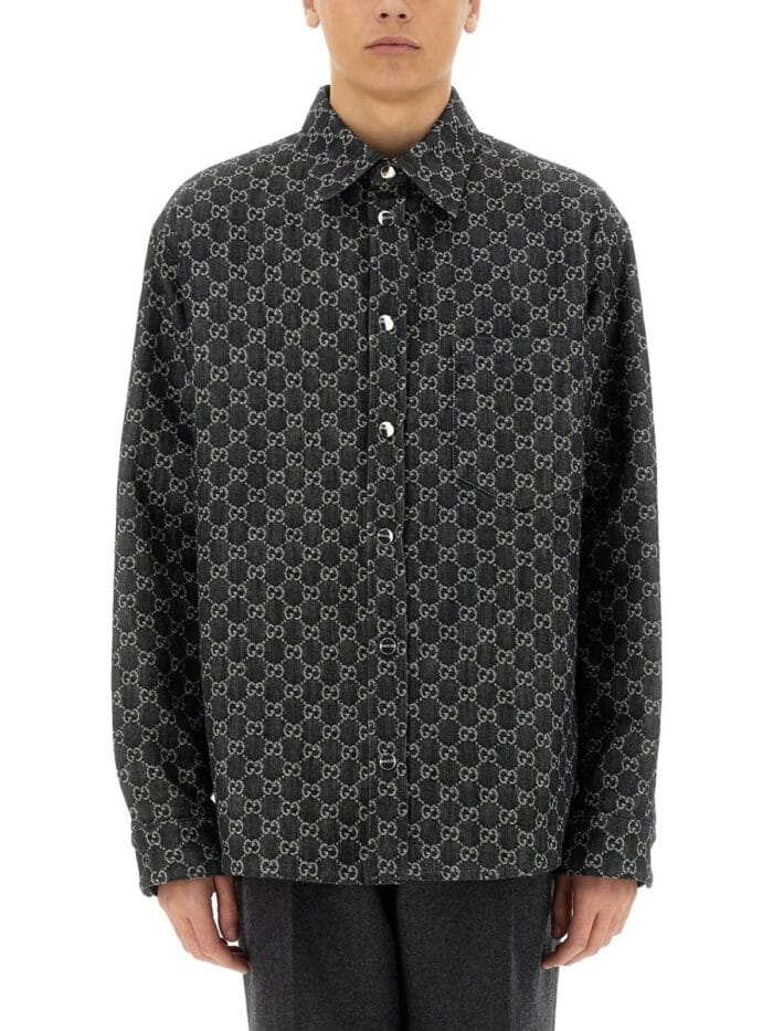 Gucci REVERSIBLE WOOL AND DENIM GG SHIRT