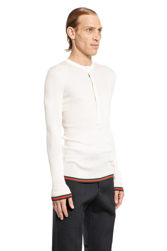 GUCCI Rib Silk Long Sleeve Knit Top