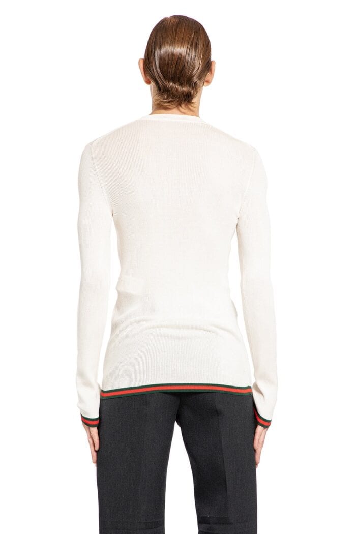 GUCCI Rib Silk Long Sleeve Knit Top