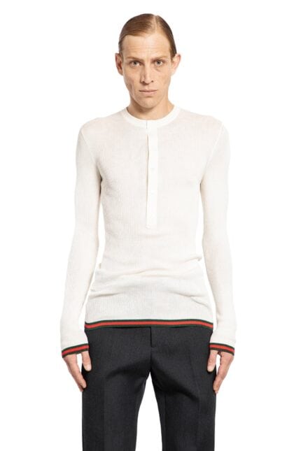 GUCCI Rib Silk Long Sleeve Knit Top