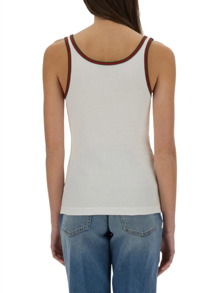 Gucci RIBBED COTTON TANK TOP WITH WEB